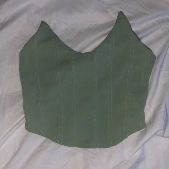Sage green Corset top / cropped - Picture 4 of 6